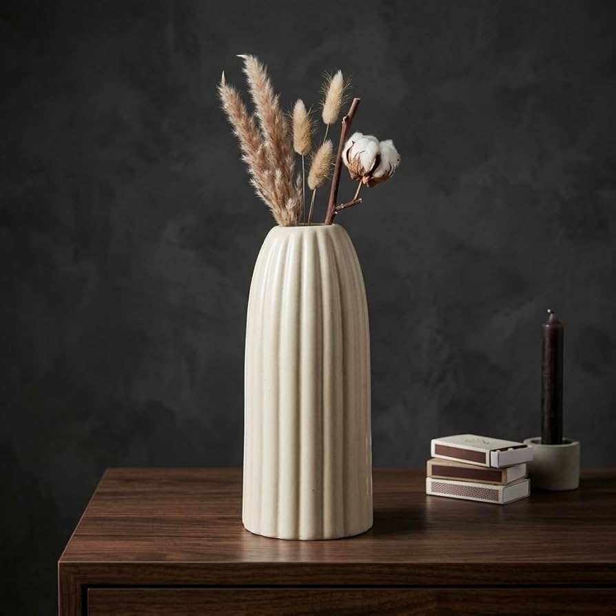 Ribbed Ceramic Vase